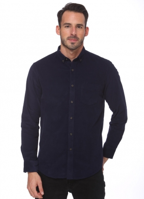 Elevani Men's Long Sleeve Regular Fit Classic Corduroy Navy Shirt